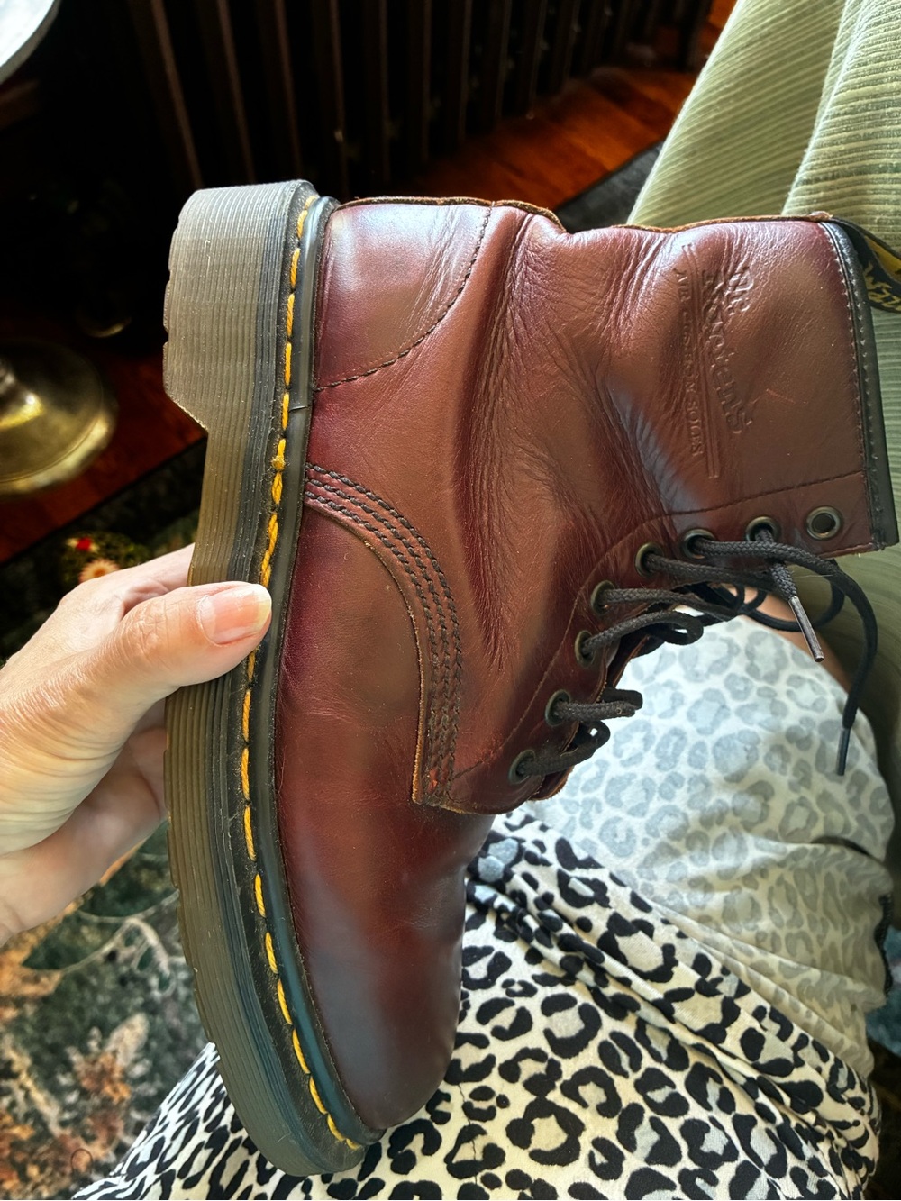 Dr. Martens Oxblood Leather 8-Eye Lace-Up Combat Boots - Picture 12 of 14